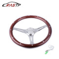 Classic Wood Grain Silver Spoke Steering Wheel